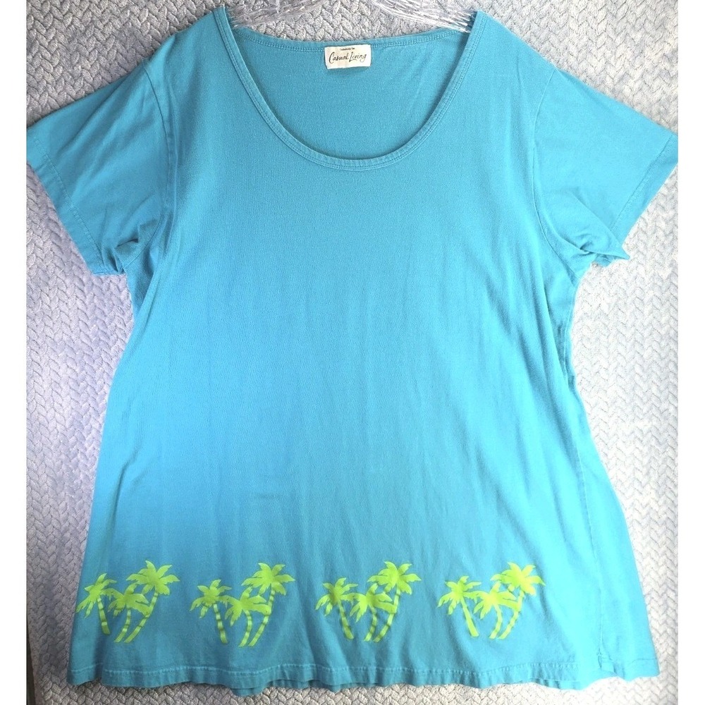 Coastal Living Tee Shirt Dress Women's Size 3X Palm Trees Beach Summer
